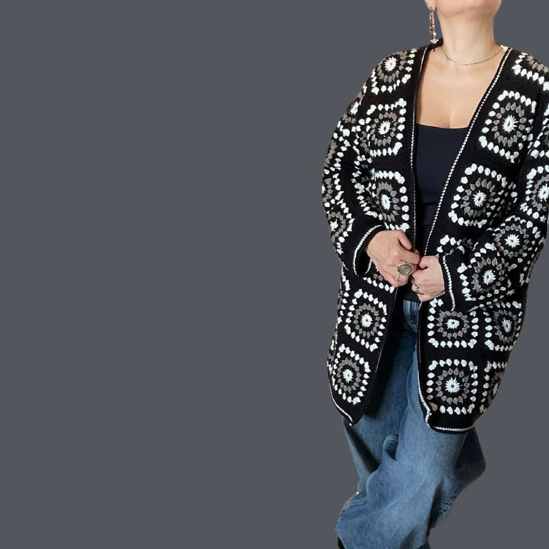 Black & White Knitted Cardigan