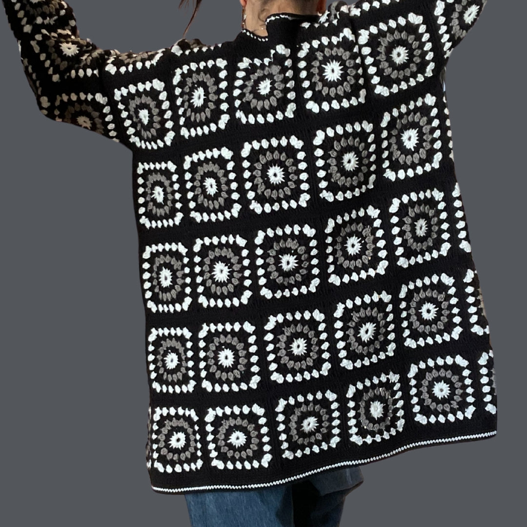 Black & White Knitted Cardigan