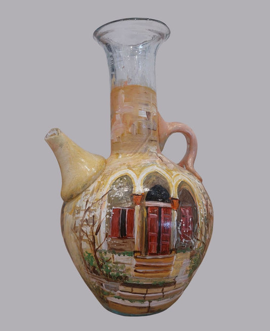 Whispers of a Red Window - Handpainted Glass Jug