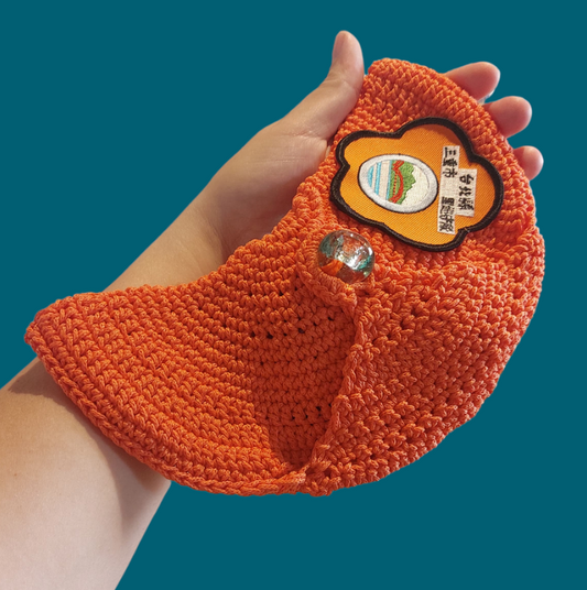 Handmade Orange Crocheted Pouch