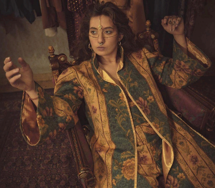 Gold Face Ornament with Spiral Detail