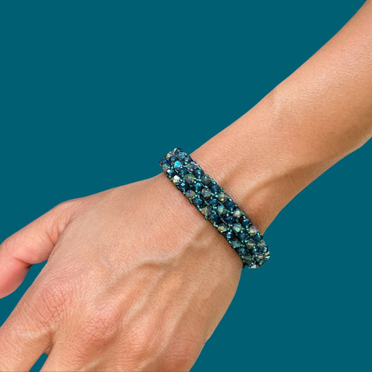 Handmade Green Swarovski Crystals and Seed Beads Bracelet