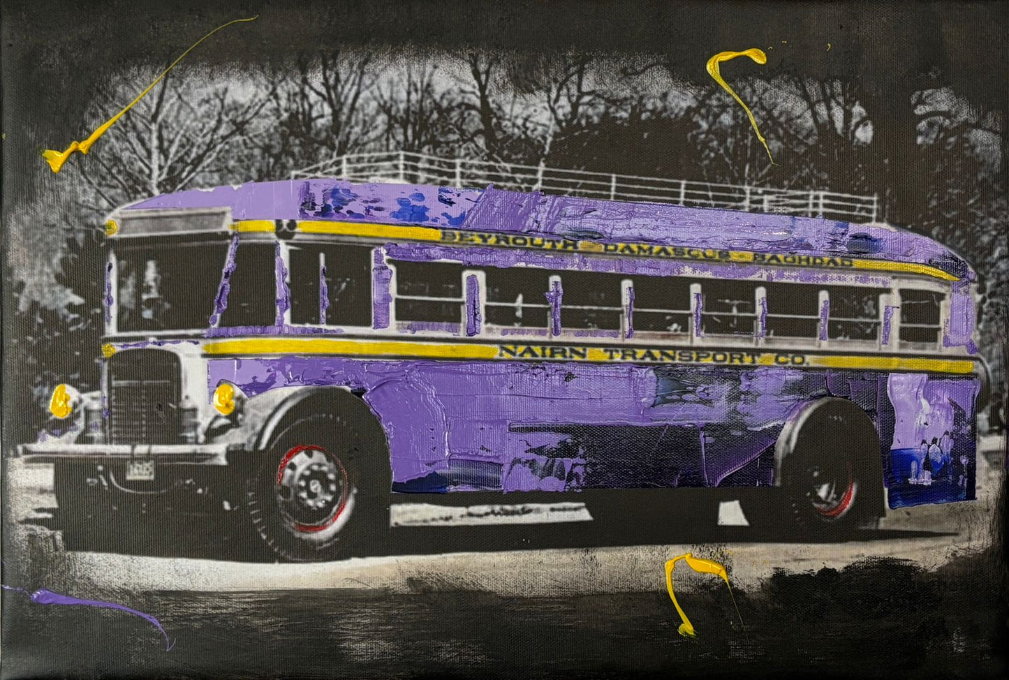 Old Beirut Mixed Media Print on Canvas - Collection II - Bus