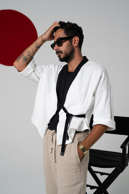 Saki Kimono Black & Wine Collection Shirt K002