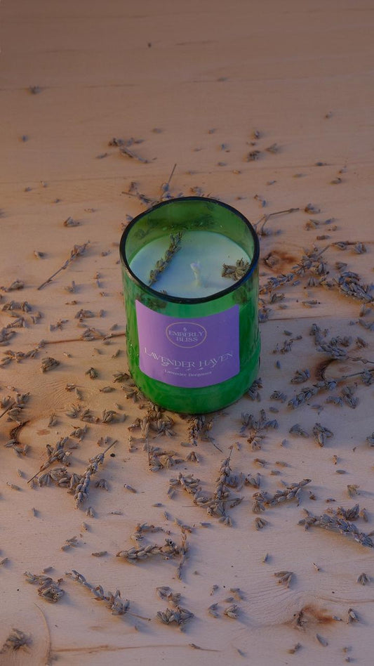 Organic Soy Wax Candle in Recycled Wine Glass - Lavender and Bergamot