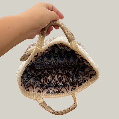 Upcycled Handmade Macrame Beige & Greige Bag