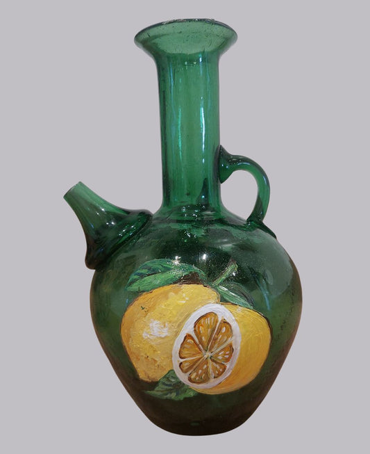 Lemons of the Mountain - Handpainted Glass Jug