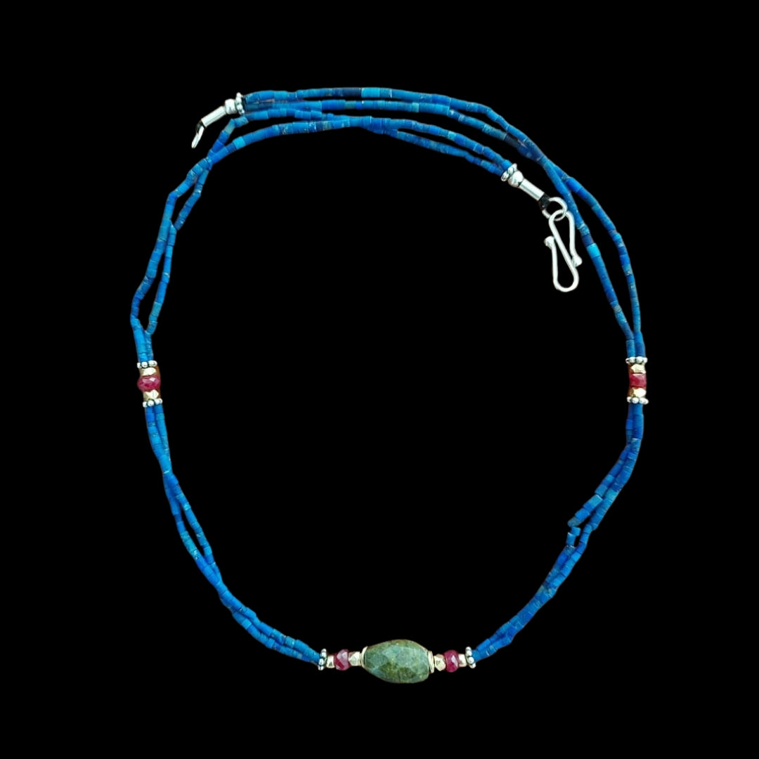 Lapis, Rubis and Jasper Handmade Necklace