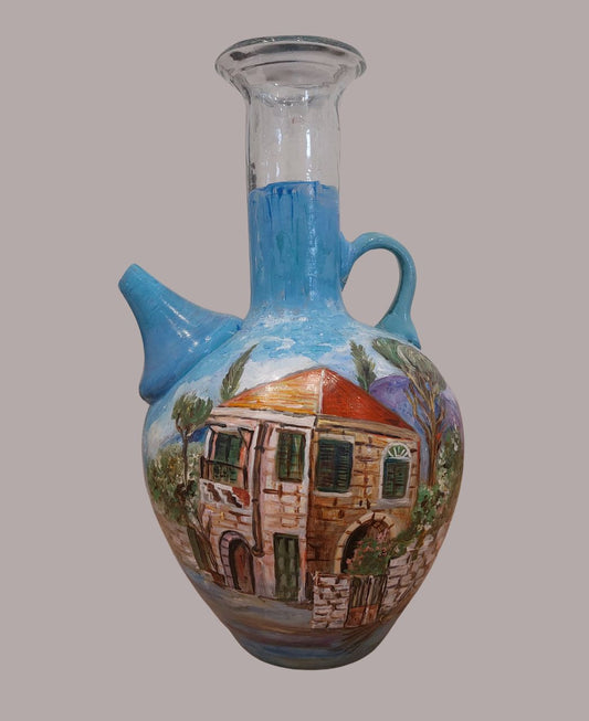 Heritage in Blue - Handpainted Glass Jug