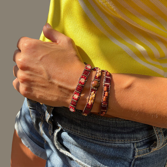 Wrap Red Beaded Bracelet II