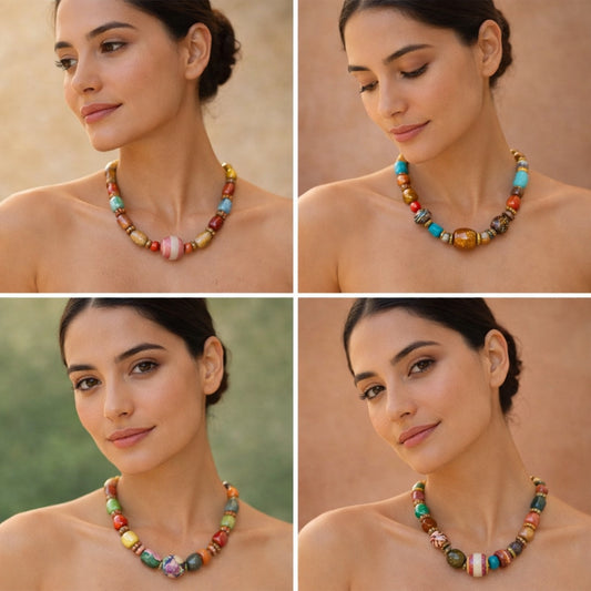 Upcycled Bohemian Bead Necklace Collection