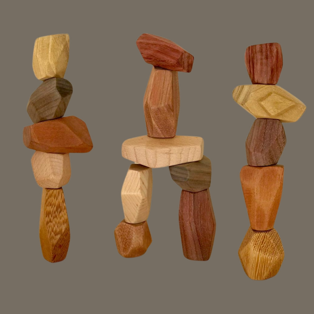 Handmade Balancing Wood Stones Set