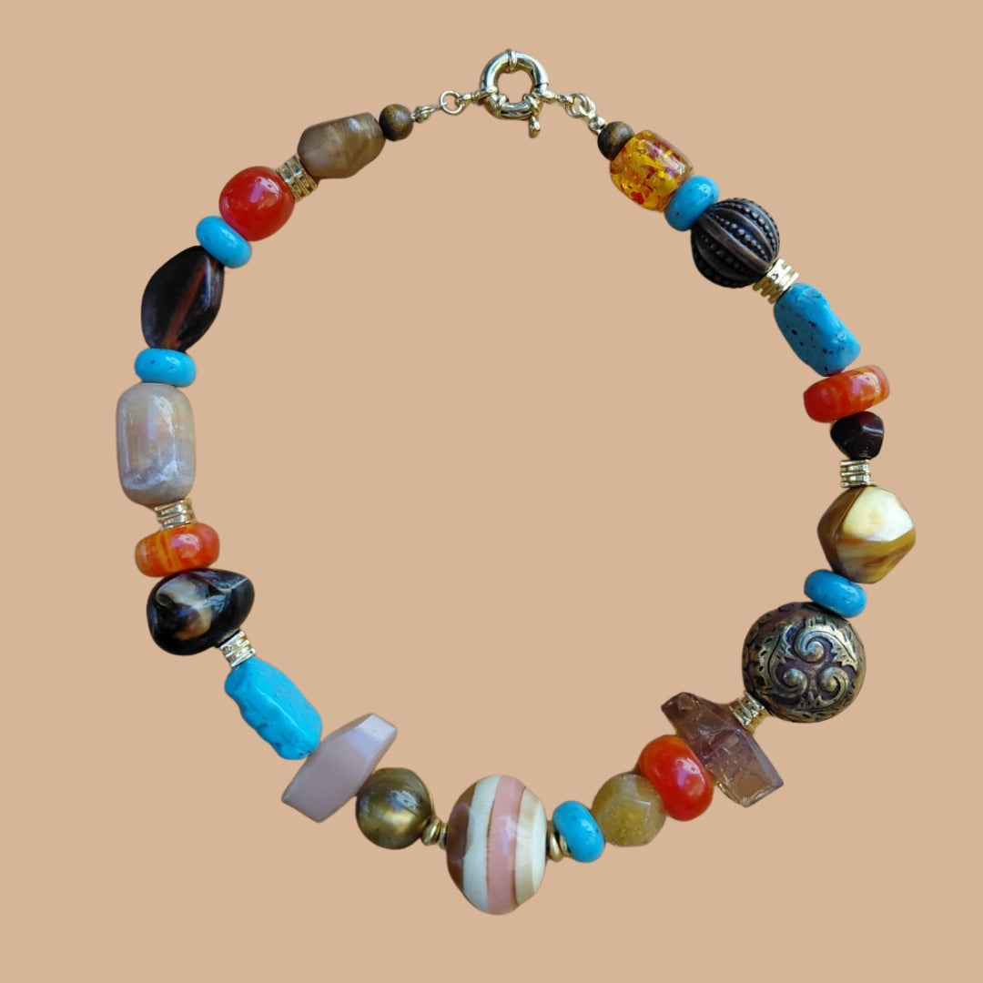 Upcycled Bohemian Bead Necklace Collection