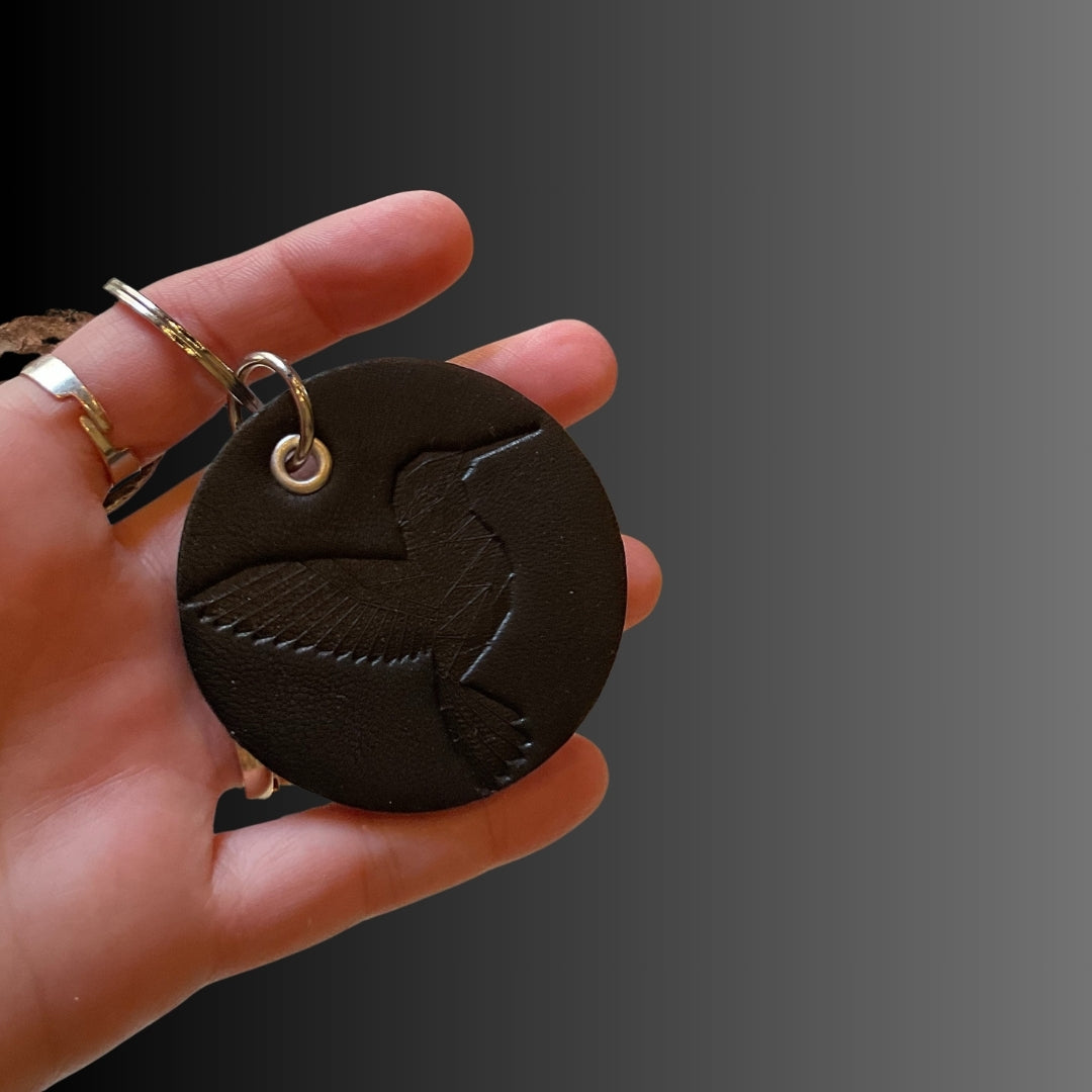 Leather Handcrafted Hummingbird Keychain