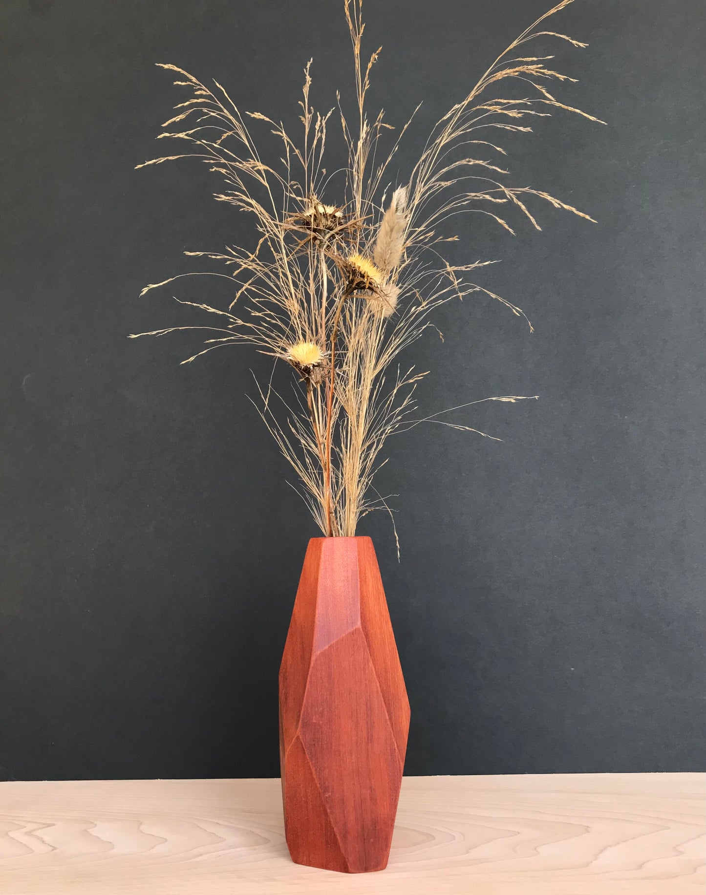 Handmade Faceted Cedar Wood Vase