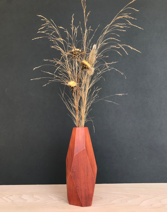 Handmade Faceted Cedar Wood Vase