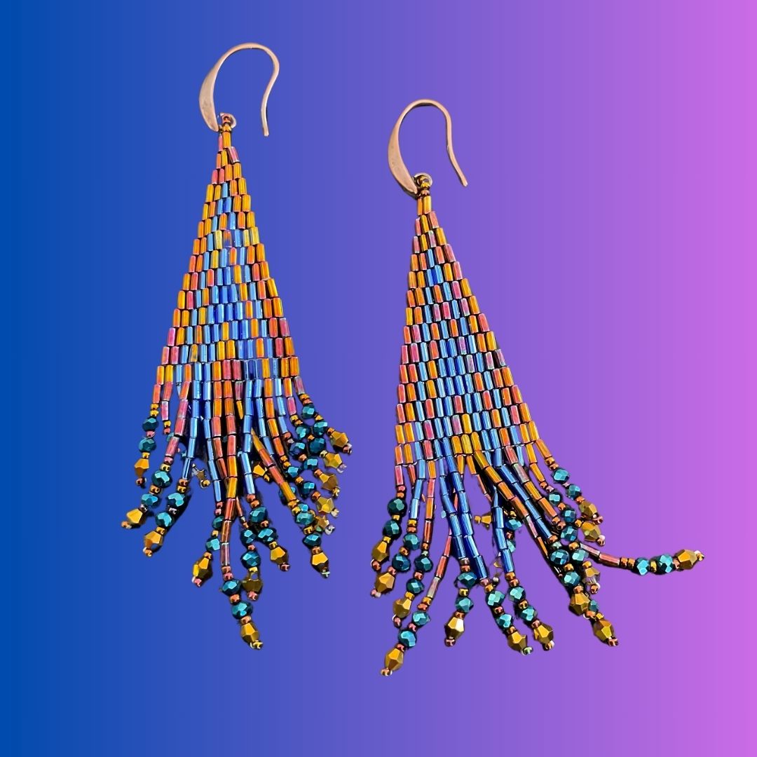 Beaded Blue Earrings XIII