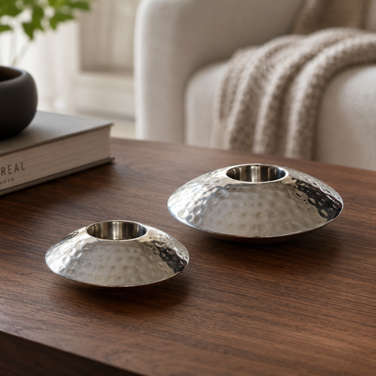 ReCollected Silver Ripple Tealight Pair