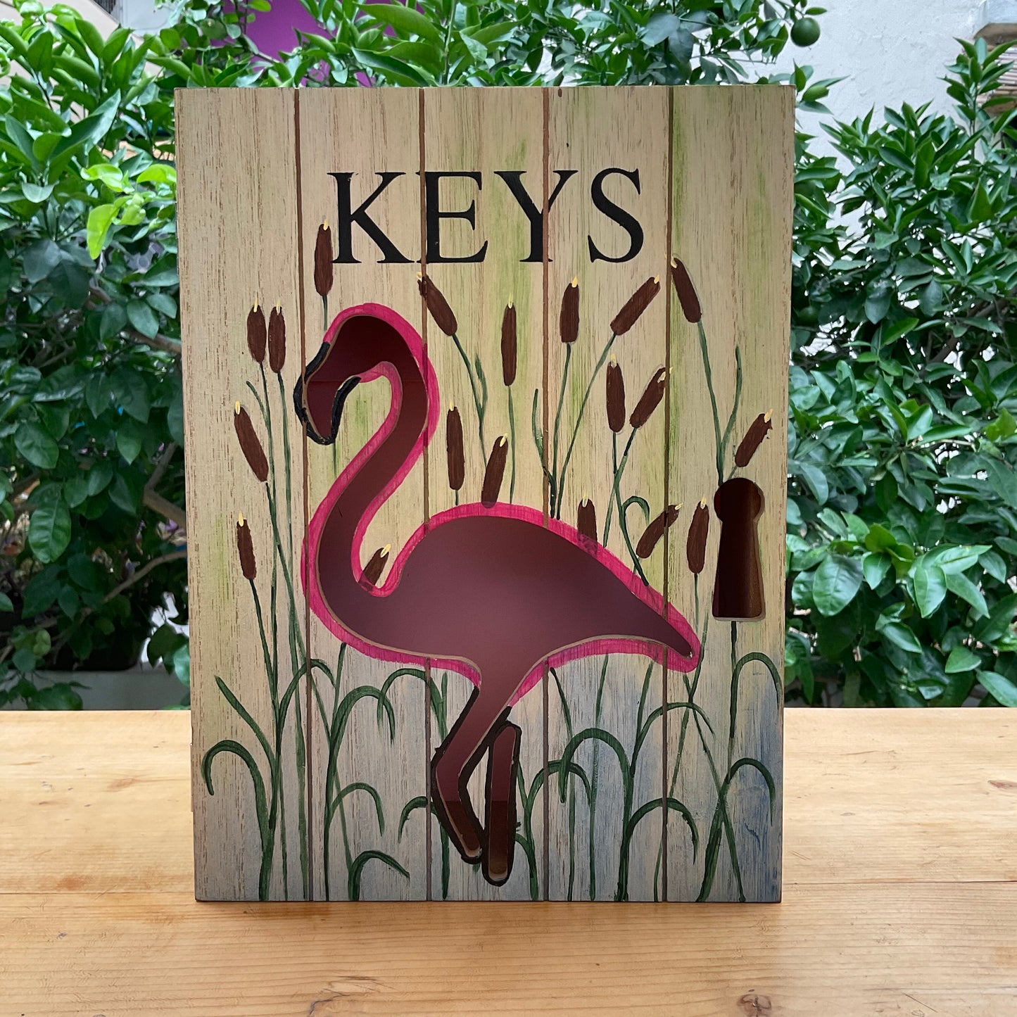 Hand-Painted Wooden Key Box