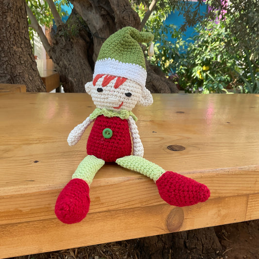 Handmade Crochet Elf with Buttons - Christmas Collection