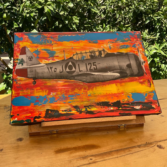 Old Beirut Mixed Media Print on Canvas - Collection II - Fighter Plane