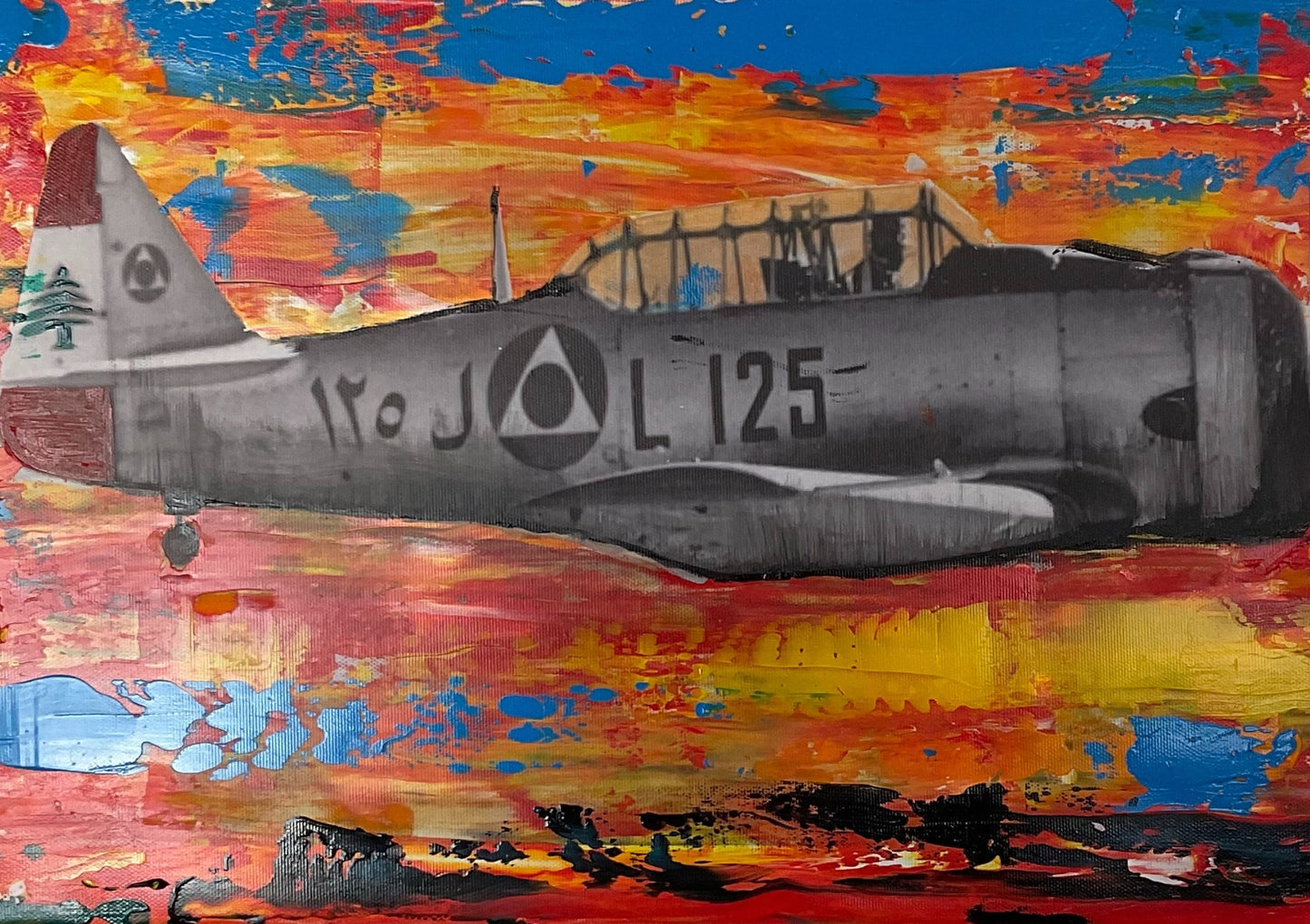 Old Beirut Mixed Media Print on Canvas - Collection II - Fighter Plane