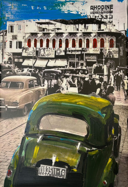 Old Beirut Mixed Media Print on Canvas - Collection II - Car